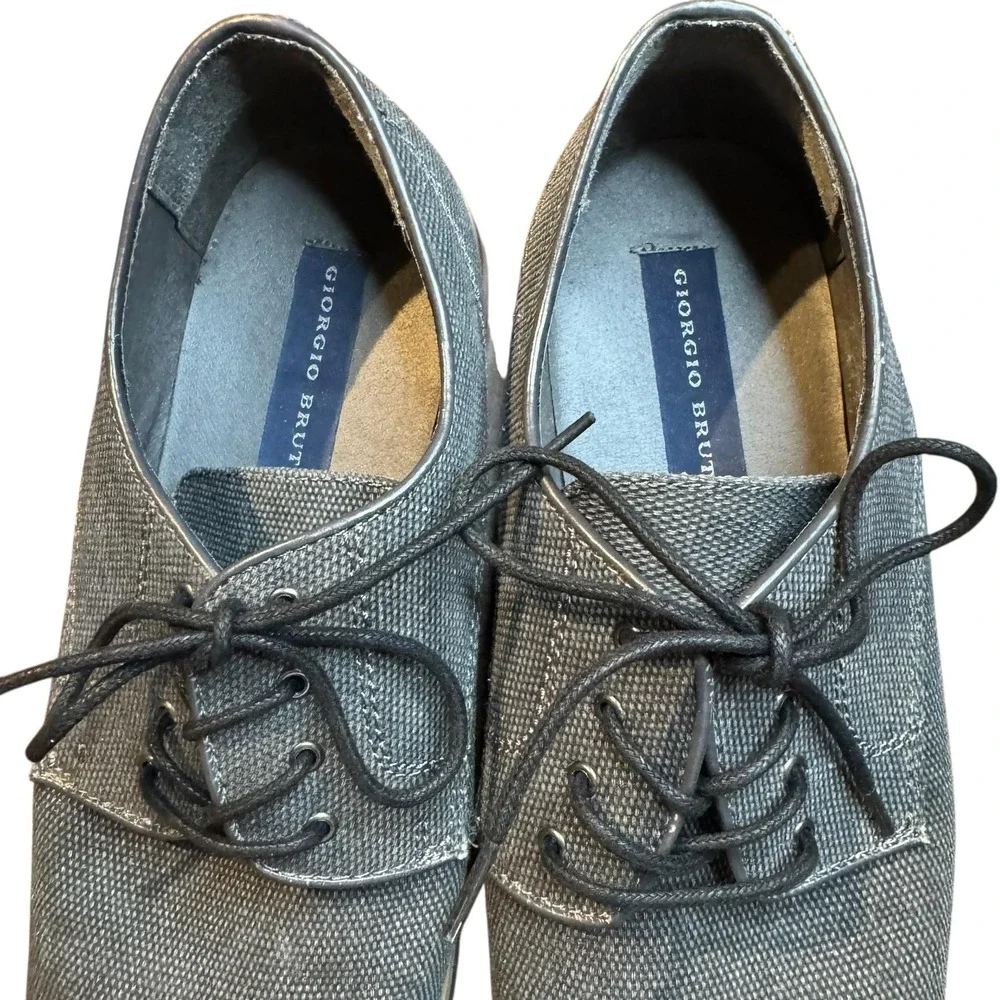 Giorgio Brutini Shoes Mens Size 12 Gray Fabric Derby Lace‎ Up Dress Casual